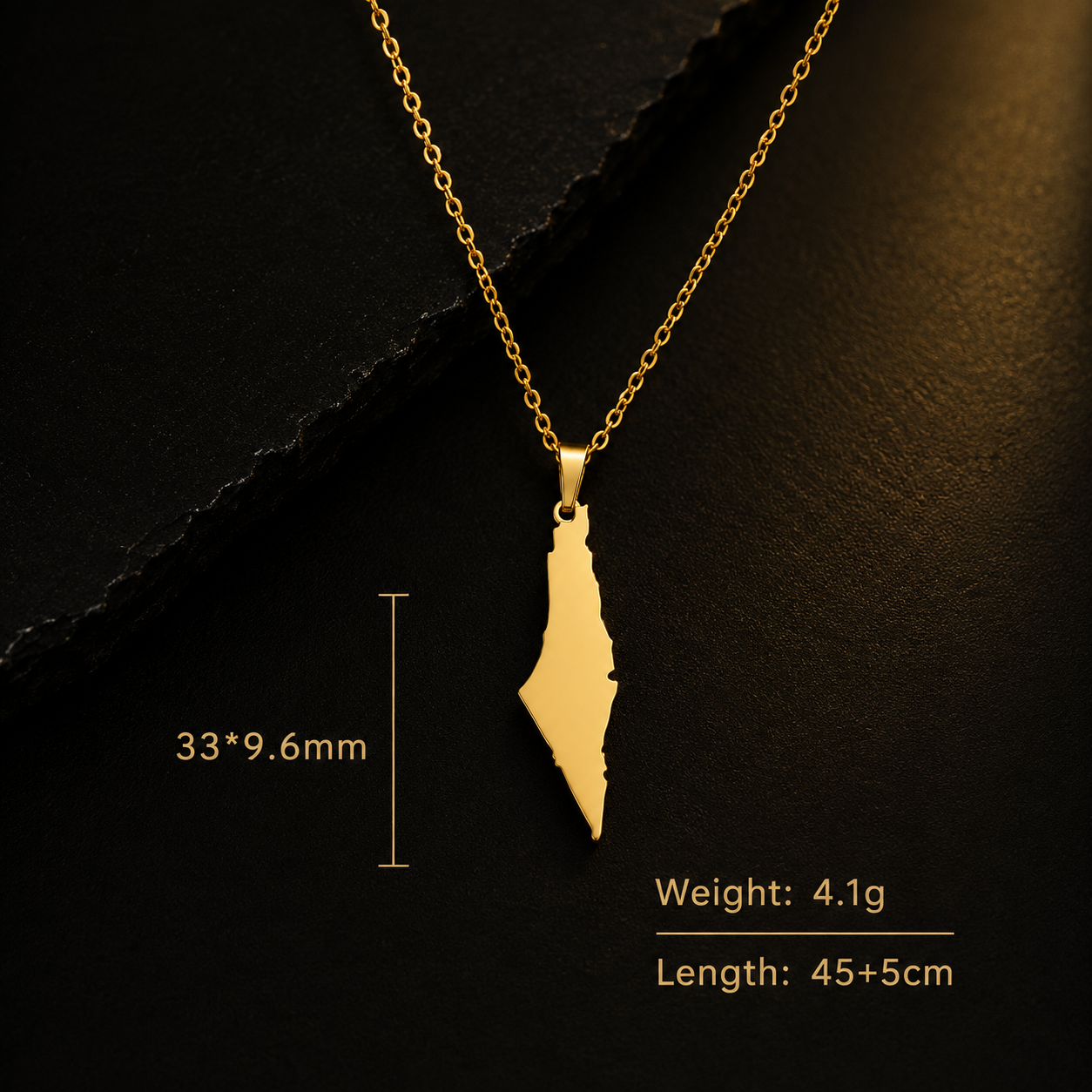 Palestine Map Pendant Necklace