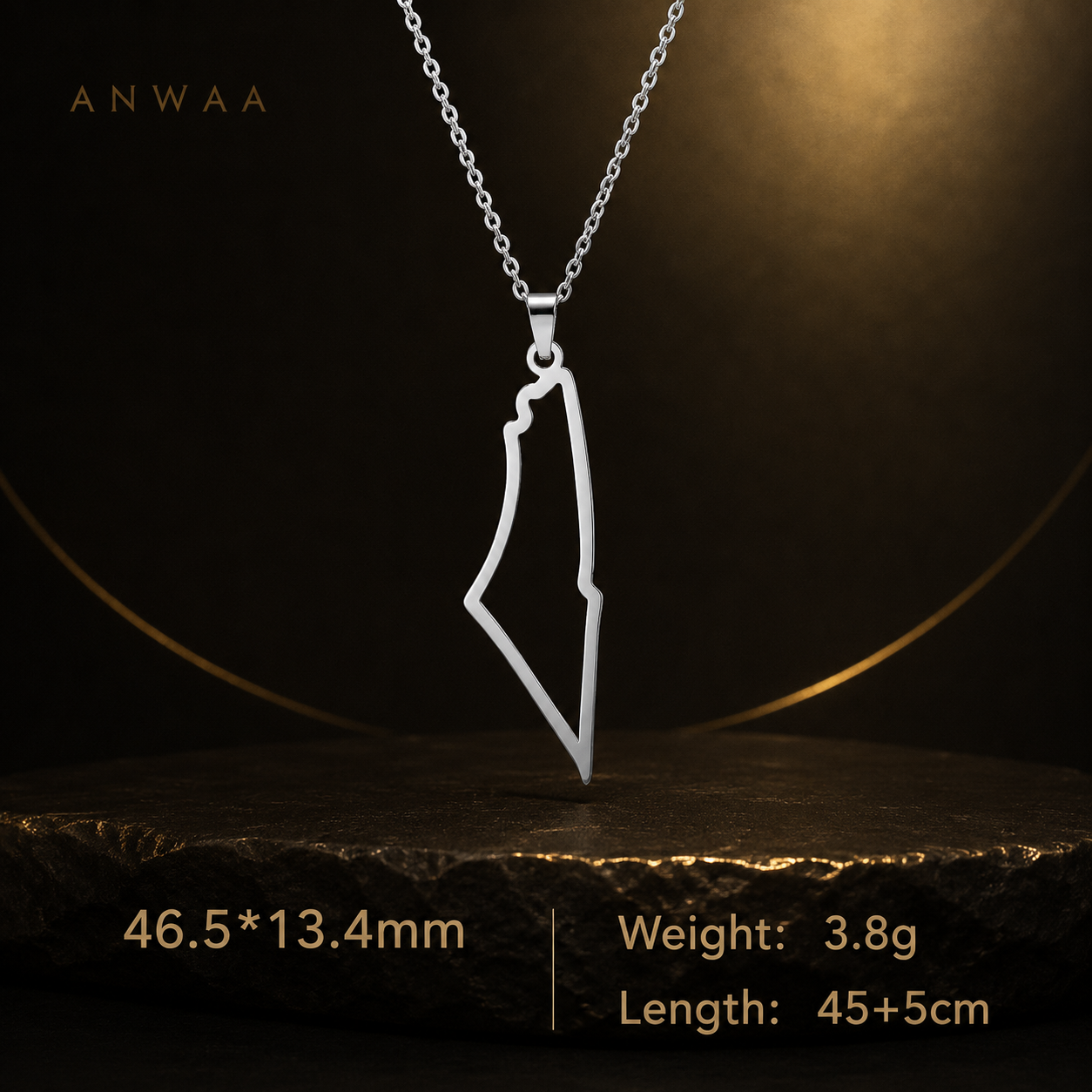 Palestine Map Hollow Necklace
