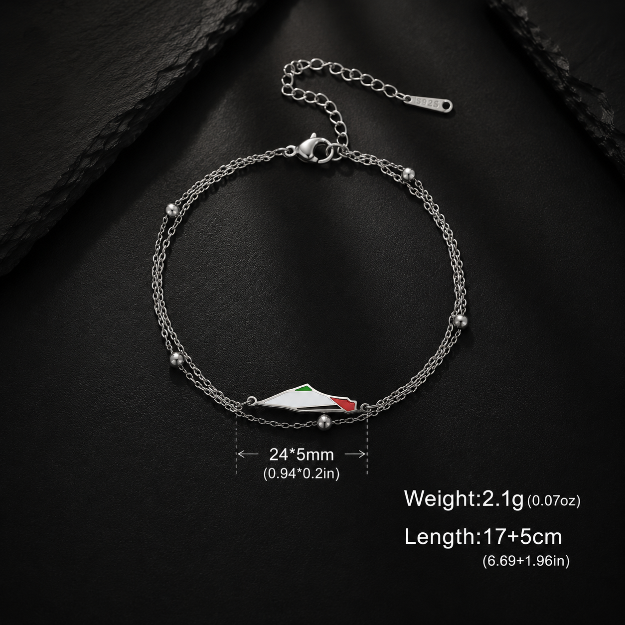Palestine Map Bracelet
