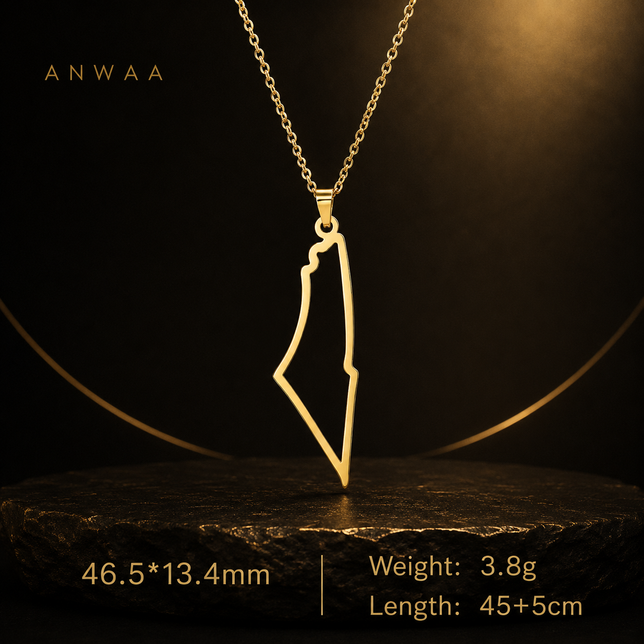 Palestine Map Hollow Necklace