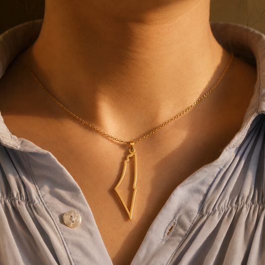 Palestine Map Hollow Necklace