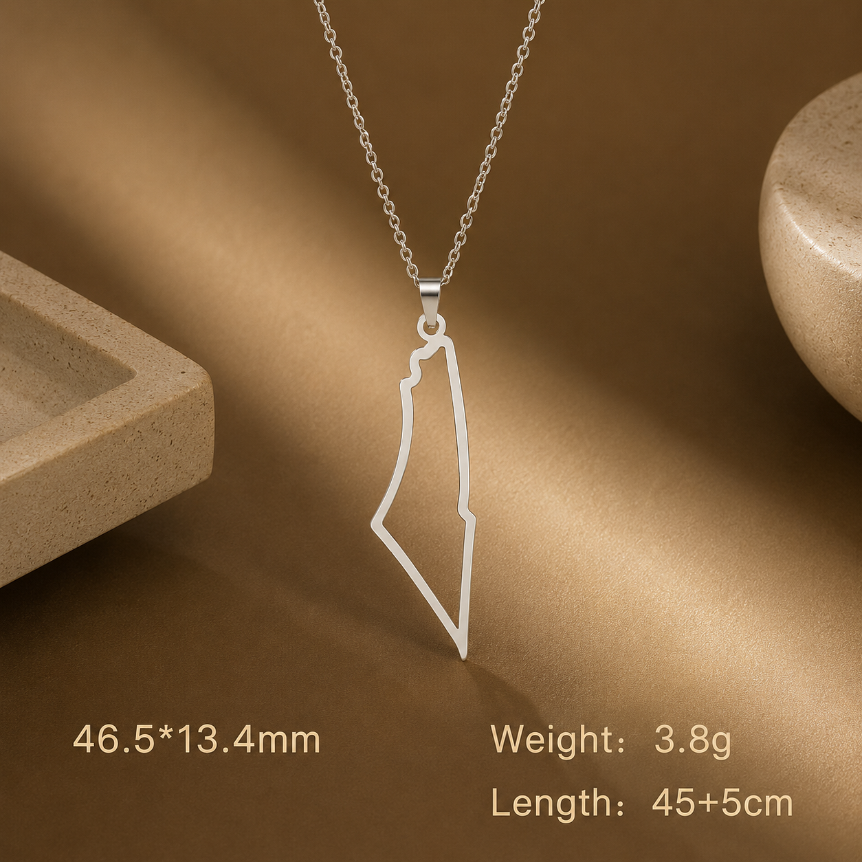 Palestine Map Hollow Necklace