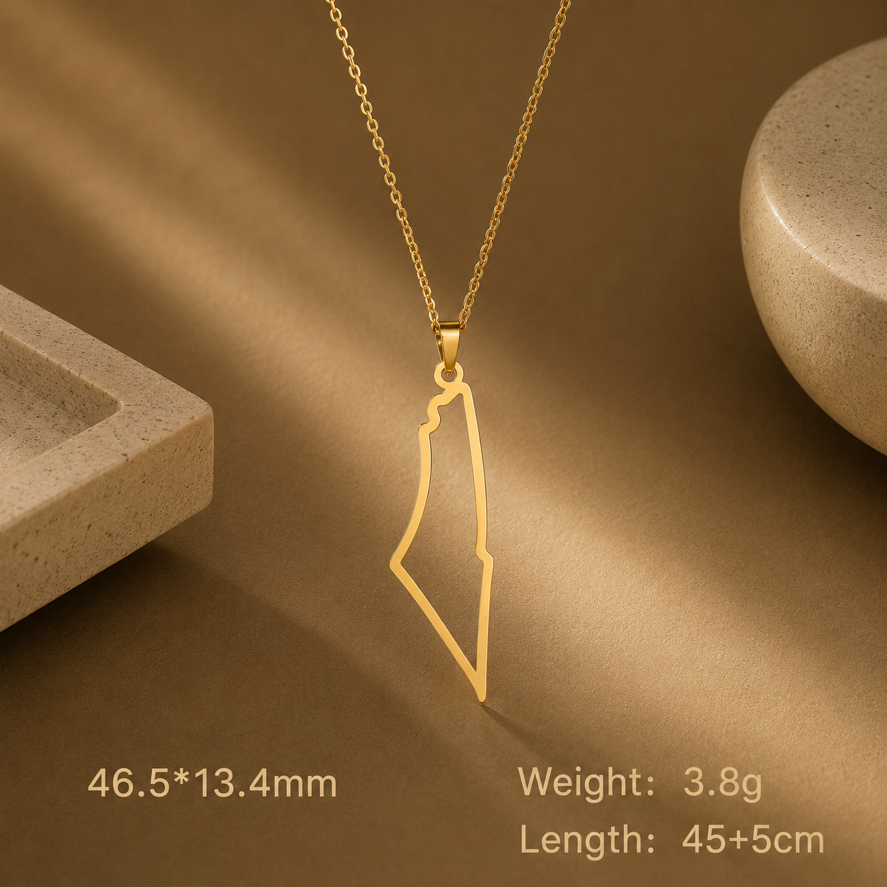 Palestine Map Hollow Necklace